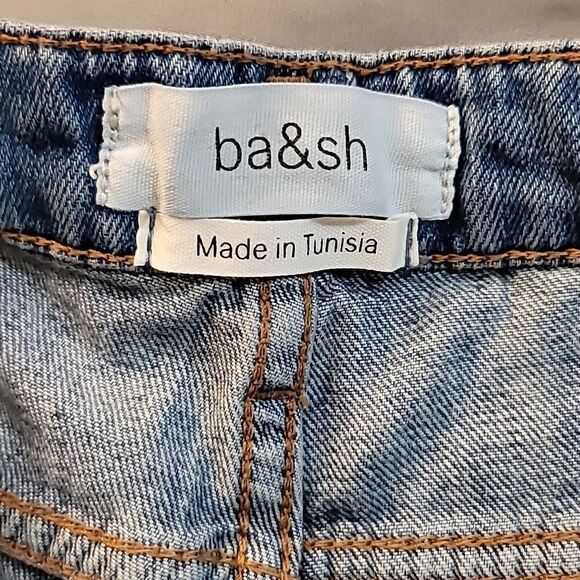 Ba&sh Sluego Denim Studded Shorts. - Picture 6 of 9